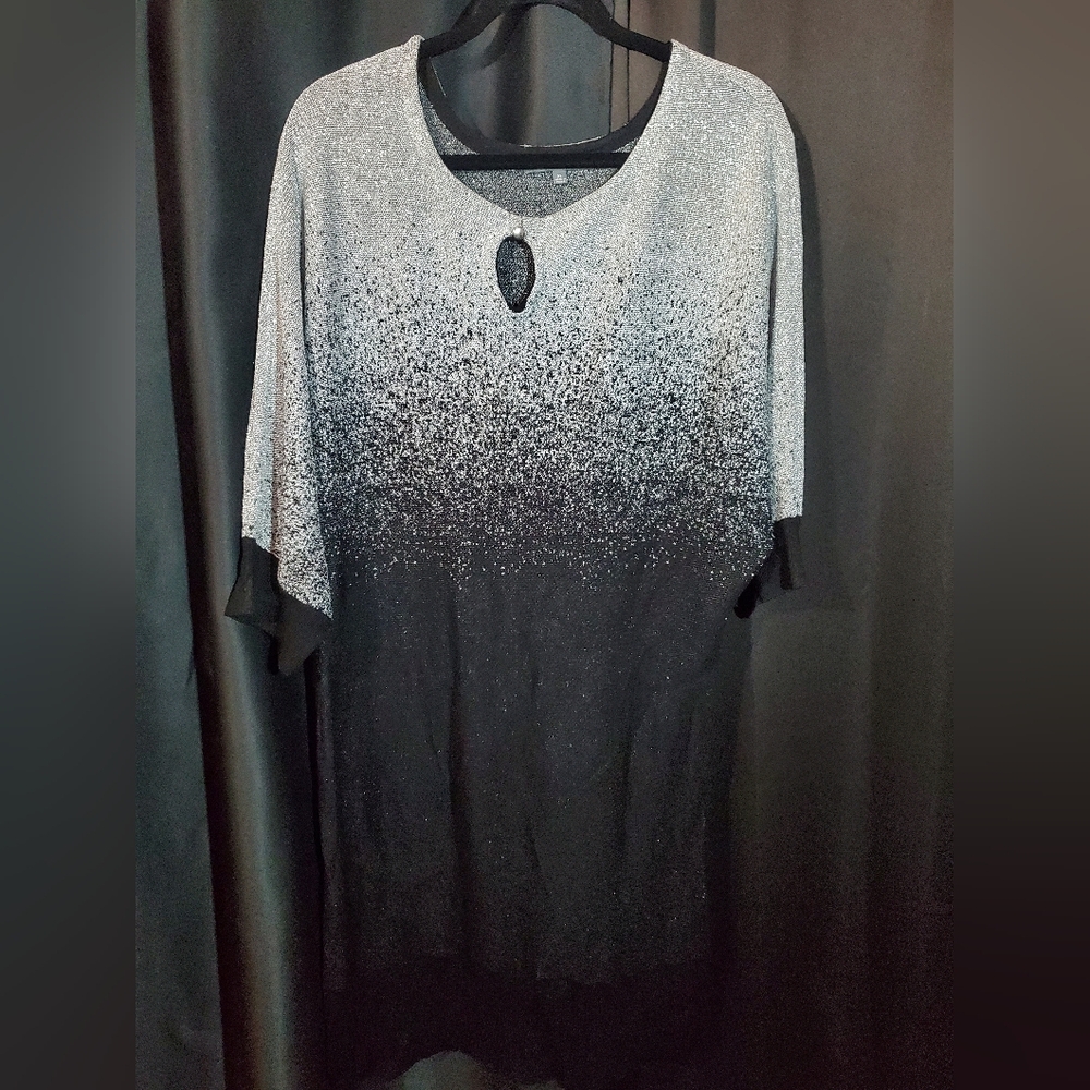 NY Collection Black and Silver Dress with Boxy Cut